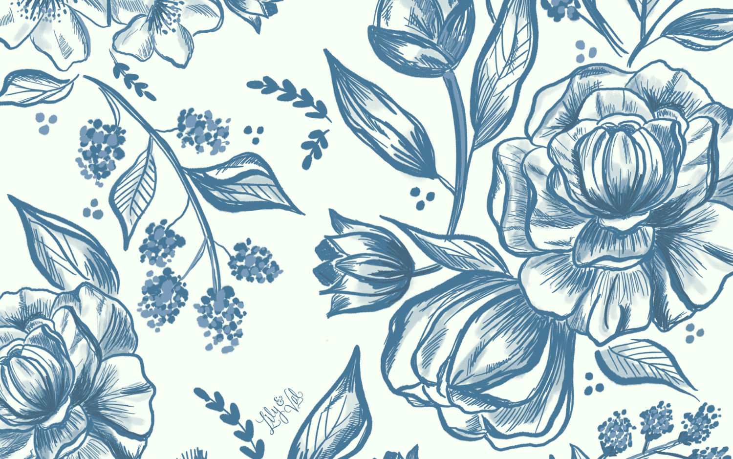 Augustdesktop bluefloral
