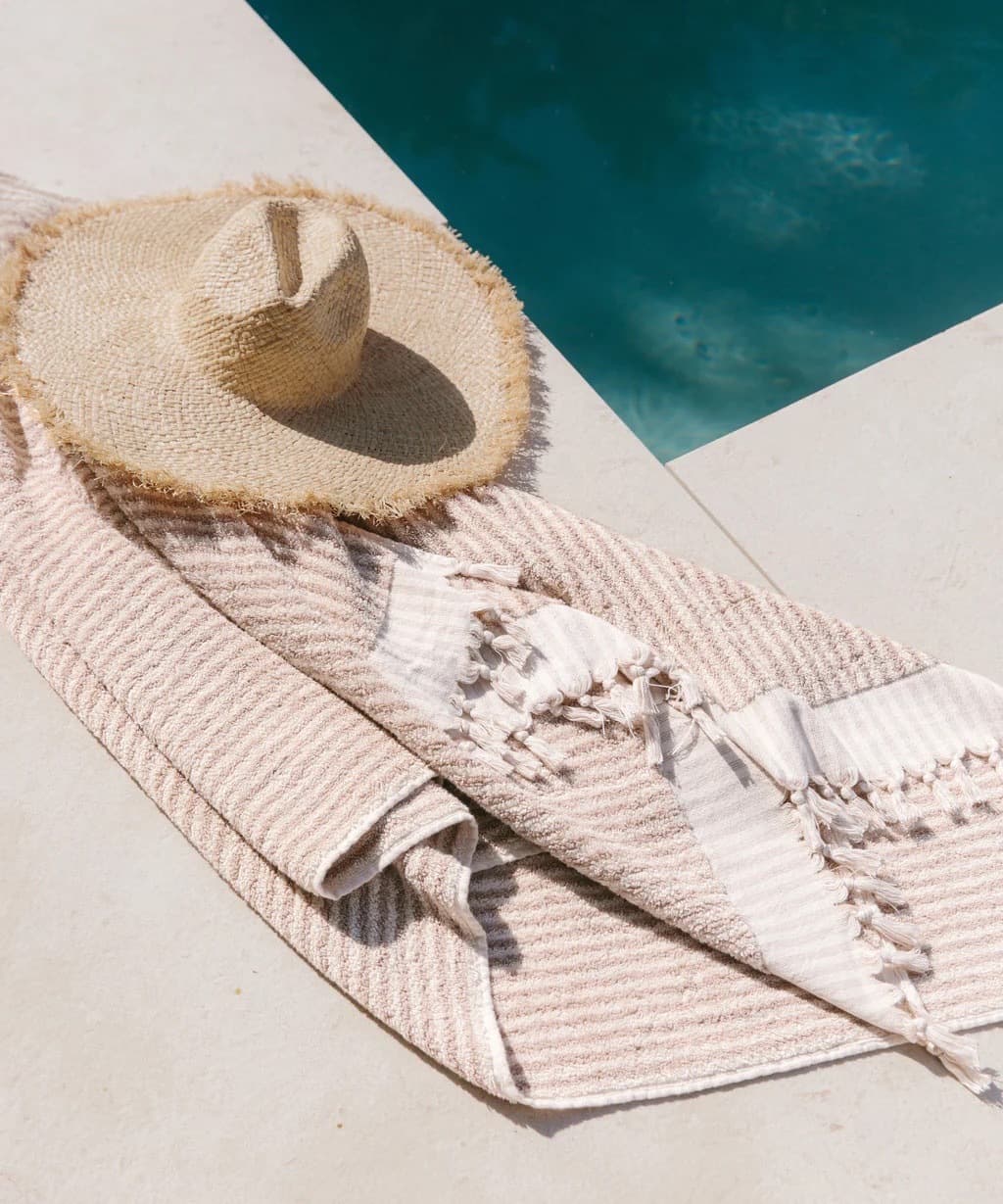 Laguna beach towel oatmeal stripe 2 1024x Large
