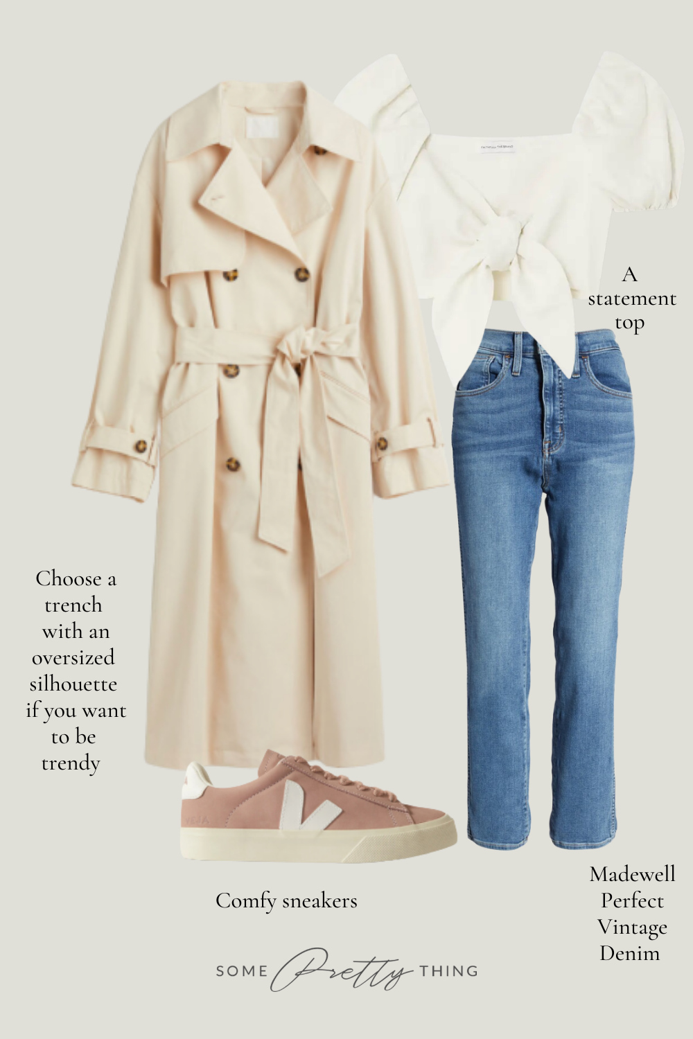 Choose a trench with an oversized silhouette if you want to be slightly more trendy